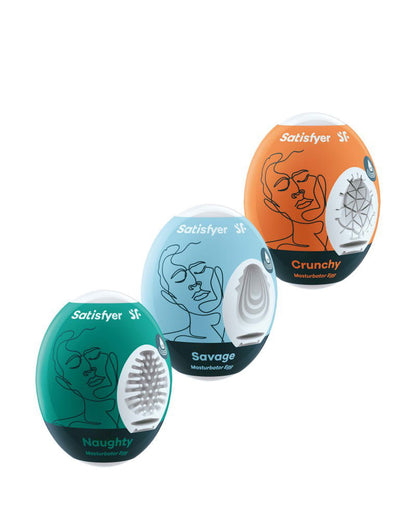 Satisfyer Masturbator Egg Sett (3-pack) – Naughty, Savage & Crunchy