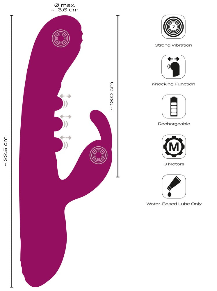 Javida – 2 Function Rabbit Vibrator med knocking-funksjon for G-punkt & squirting