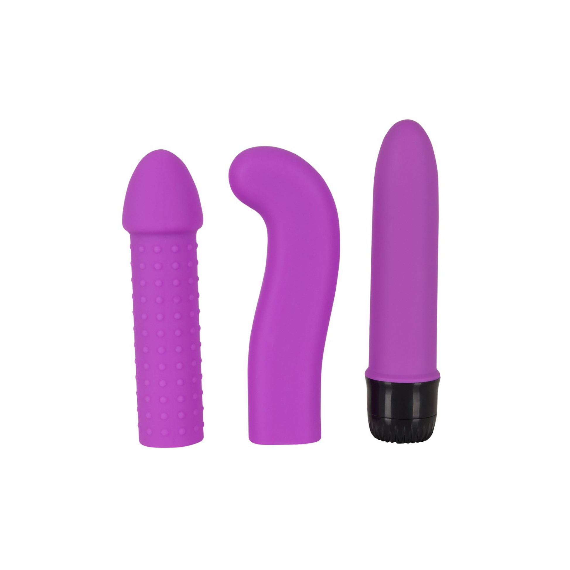 Utskiftbare dildoer å ri på, pluss klitorisvibrator