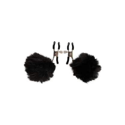 Magic Shiver – Justerbare nipple clamps med svarte pompoms