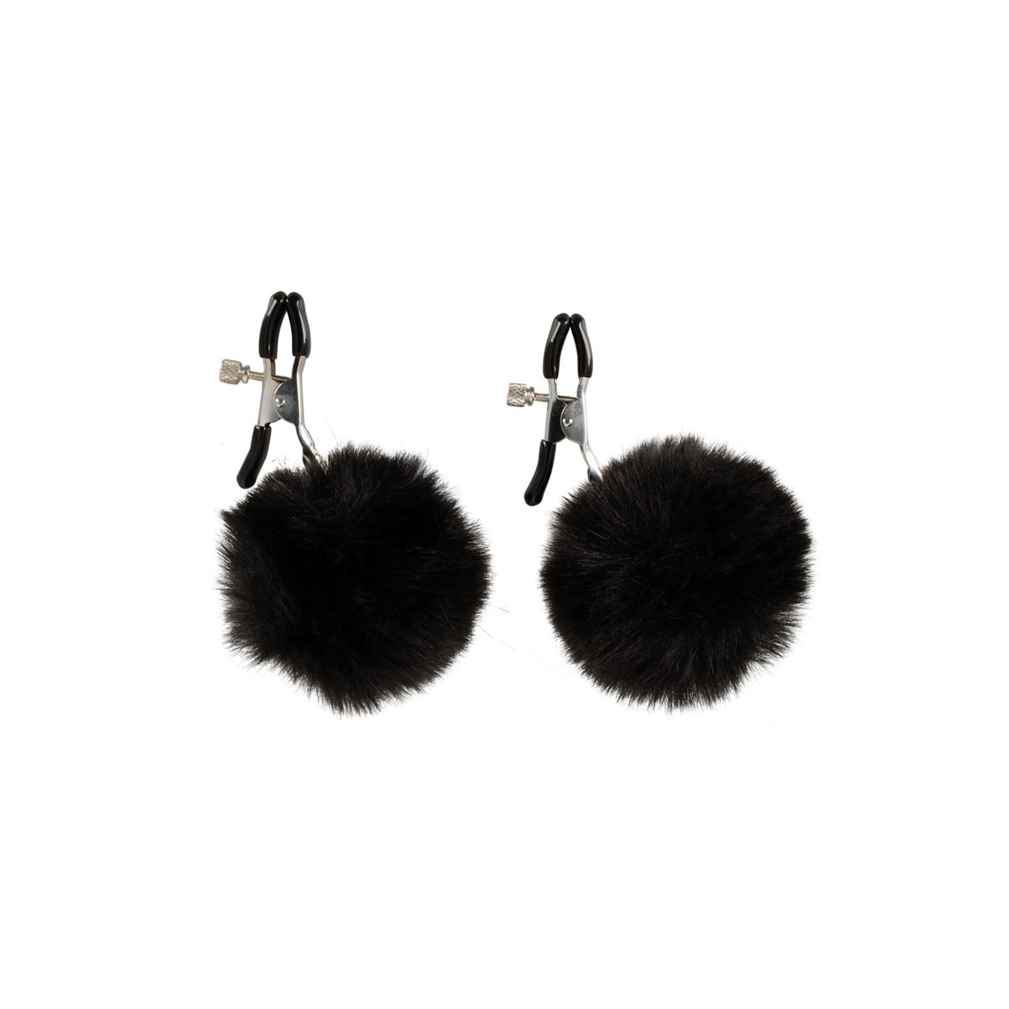 Magic Shiver – Justerbare nipple clamps med svarte pompoms